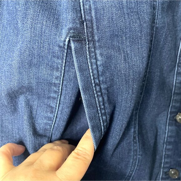 Chicos Womens Denim Button-Front Jean Jacket Size 3 (16/18) Cotton Blend Stretch - Picture 6 of 8
